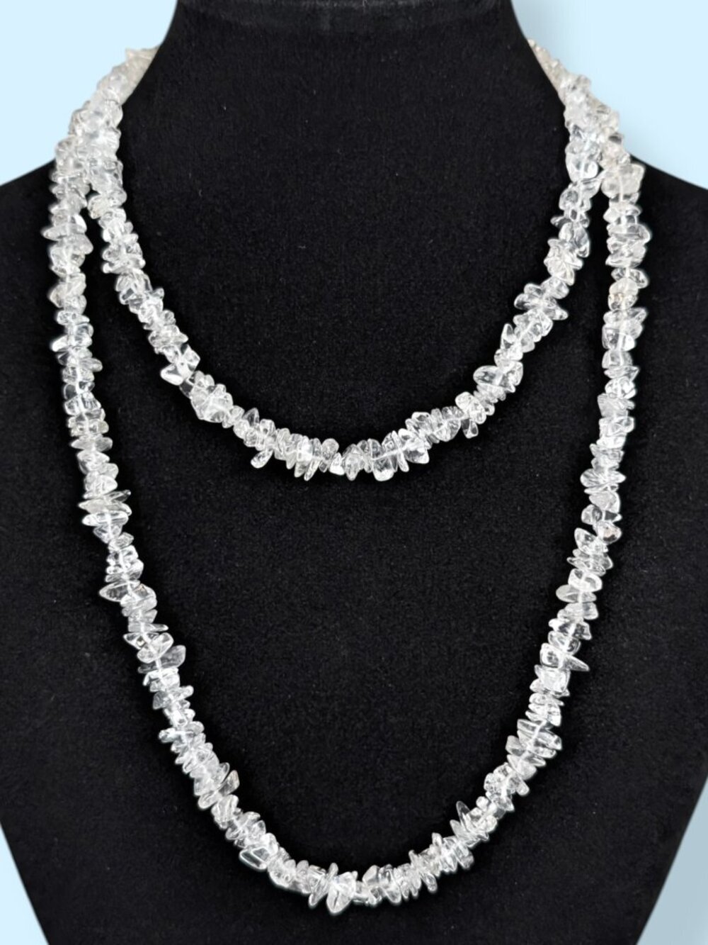 Rock Crystal Chip Beaded Infinity Necklace